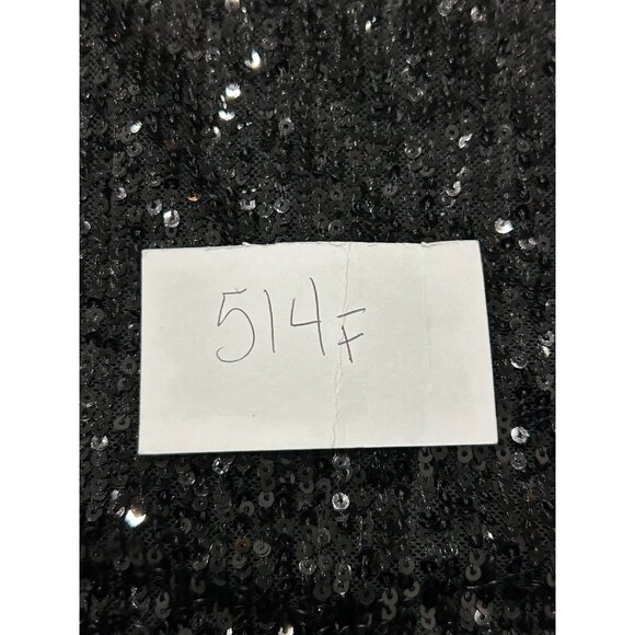 Cable & Gauge Sleeveless Black Sequin Mock Neck Top Size Large Keyhole Back - Picture 9 of 9